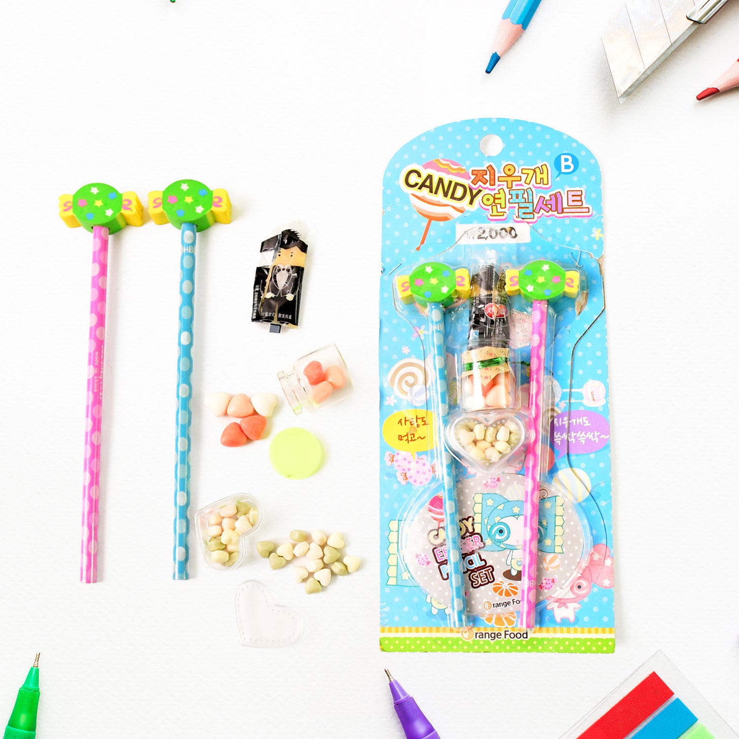 Fun Candy Design Pencil Set With Accessories (1 Set ) Fun Candy Design Pencil Set With Accessories (1 Set )
